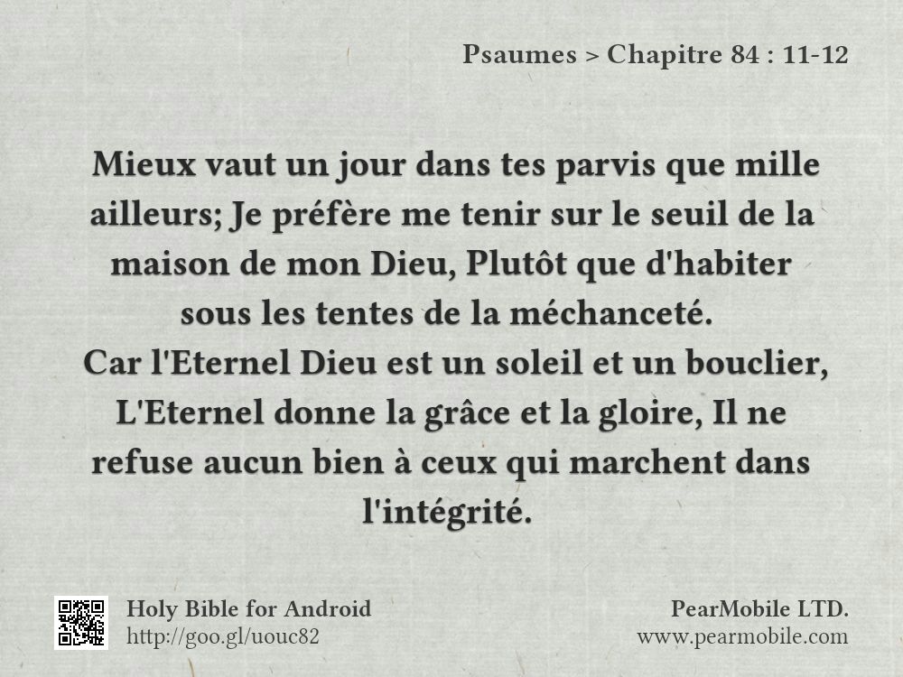 Psaumes, Chapitre 84:11-12